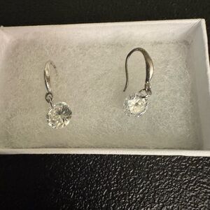 Elegant Sterling Silver Rhinestone Drop Earrings